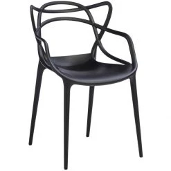 Bistro Dining Arm Chair Plastic Black Indoors & Outdoors | Adexa WW023BLACK