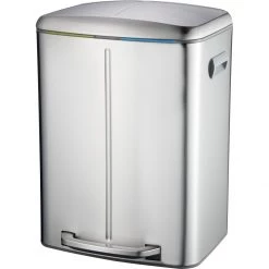 Twin Rectangular Soft Close Pedal Waste Bin 40L Stainless Steel | Adexa C11018FM40L