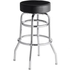 Black Double Ring Barstool With Thick Seat | Adexa GS605B