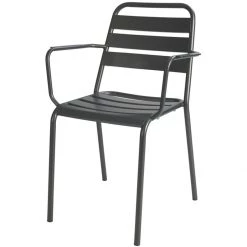 Bistro Arm Chair Steel Indoors Gun Metal | Adexa GS60790ARMGM