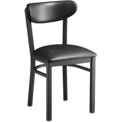 Black Steel Chair With Black Vinyl Cushion Seat & Black Vinyl Cushion Back | Adexa GS65VBLACKSEATBLACKBACK