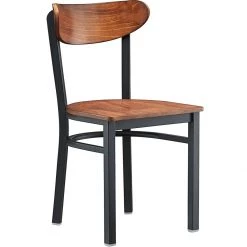 Black Steel Chair With Antique Walnut Seat & Antique Walnut Back | Adexa GS65VWALNUTSEATWALNUTBACK