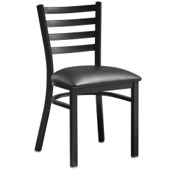 Black Steel Chair With Black Vinyl Cushion Seat & Black Back | Adexa GS694BLACKCUSHSEATBLACKBACK