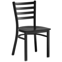 Black Steel Chair With Black Wood Seat & Black Back | Adexa GS694BLACKSEATBLACKBACK