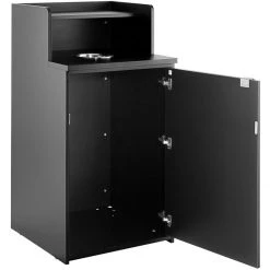 Waste Bin Enclosure Cabinet With Drop Hole And Tray Shelf 625x605x1210mm Black | Adexa GSLJ0003