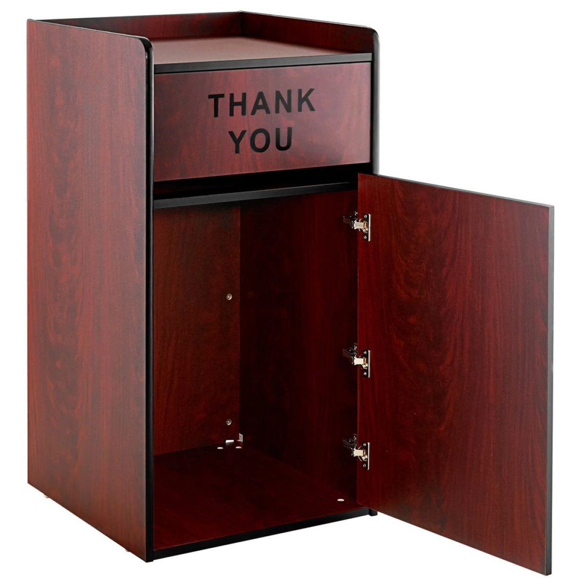 Commercial Rubbish Bin Cabinet & Tray Shelf 'Thank You' Mahogany | Adexa GSLJ006M 4 Commercial Rubbish Bin Cabinet & Tray Shelf 'Thank You' Mahogany | Adexa GSLJ006M - Image 2