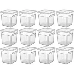 Pack Of 12 Food Storage Container With Lid 7.6 Litre 242x232x232mm Polypropylene | Adexa GSPP8+GSPPL6
