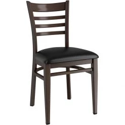 Walnut Wood Chair With Black Vinyl Cushion Seat | Adexa GSW0005BLACKCUSHION