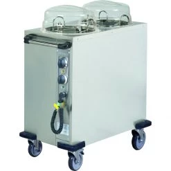 Heated Plate Dispenser Trolley Stainless Steel 240-320mm 2x50 Plates | Adexa HPL232