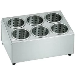 Commercial Cutlery Basket Holder 6 Hole Stainless Steel | Adexa KFB06B