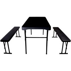 Folding Wood Grain Beer And Picnic Table With Benches Plastic | Adexa HQM108