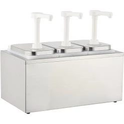 Commercial Condiment/Sauce Pump Dispenser 3x2 Litre Stainless Steel | Adexa NHP003