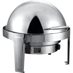 Roll Top Chafer Electric Heating Round Stainless Steel Mirror Polish 6 Litres | Adexa RA2101BE