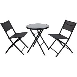 Folding Bisto Set Table & 2 Chairs Black | Adexa SC120