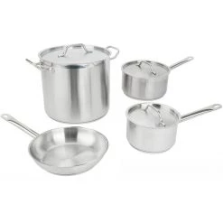 Set Of Stainless Steel Cookware 7 Pcs Sauce Pans Stew Pan Fry Pan | Adexa SPC7A