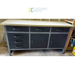 Professional Grey & Black Workshop Workbench With 30mm Wooden Desktop 6 Drawers & 2 Lockable Doors 1600x600x850mm | Adexa TC008 -Cheap Adexa Store TC008 1200x1200 2