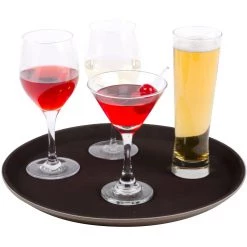 Non-skid Serving Tray Fiberglass Round 18" Black | Adexa WHF1800