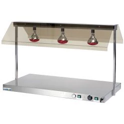 Buffet Food Warmer With Gantry Stainless Steel 3 Infrared Lamps Sneeze Guards 3xGN1/1 | Adexa WM3F