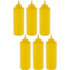 6 Pack Of Squeeze Sauce Bottles 475ml/16oz Yellow | Adexa WQSB16WY