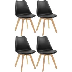 4pcs Side Dining Chair Padded Seat Black | Adexa WW003B