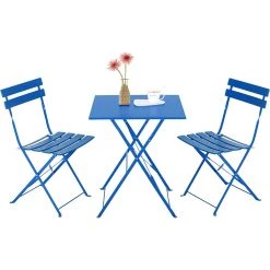 Folding Bisto Set Table & 2 Chairs Blue | Adexa WW178BLUE