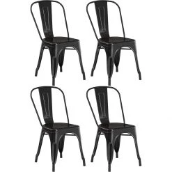 4pcs Bistro Dining Chair Steel Black Indoors | Adexa WW60