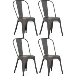 4pcs Bistro Dining Chair Steel Dark Grey Indoors | Adexa WW60G