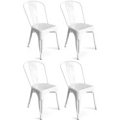 4pcs Bistro Dining Chair Steel White Indoors | Adexa WW60W