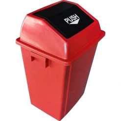 Square Push Lid Bin 40 Litres Red | Adexa XDL40B2RED
